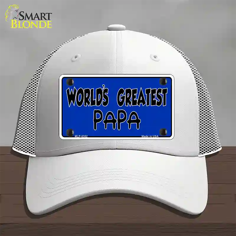 Worlds Greatest PaPa Novelty License Plate Hat Mesh / White