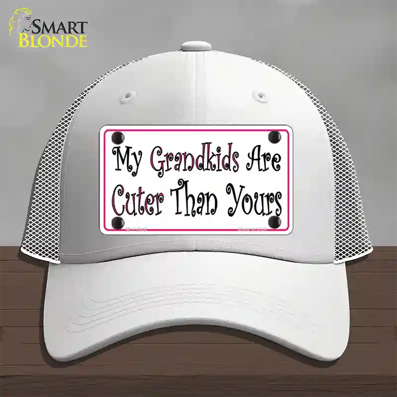 My Grandkids Are Cuter Novelty License Plate Hat Mesh / White