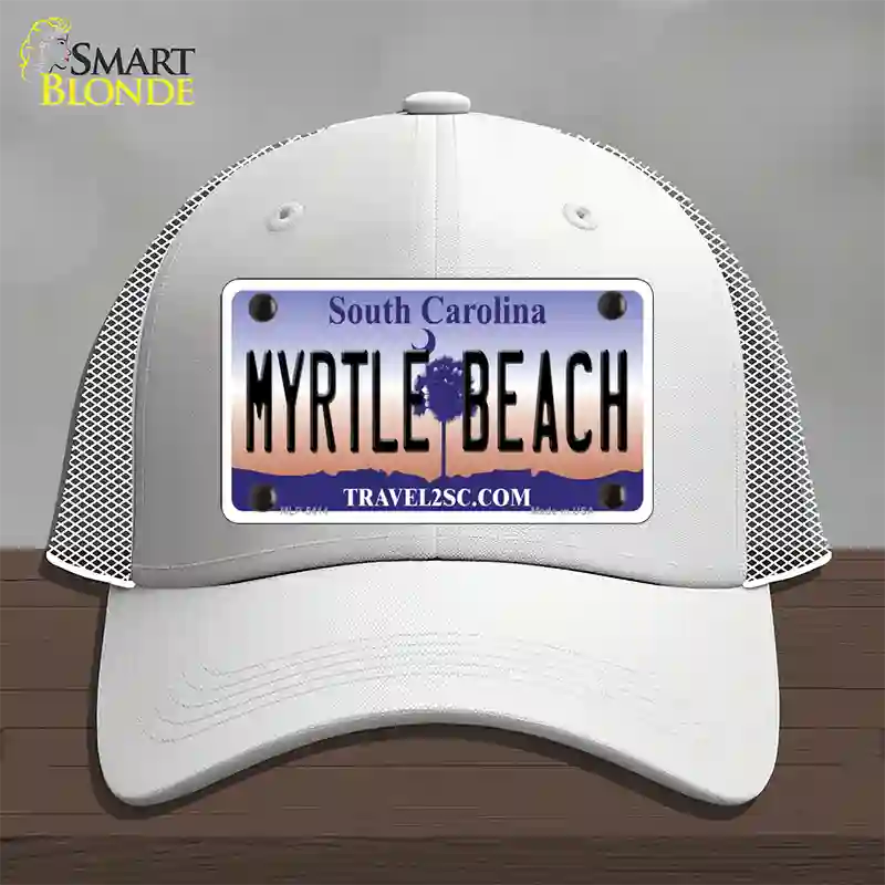 Myrtle Beach South Carolina Novelty License Plate Hat Mesh / White