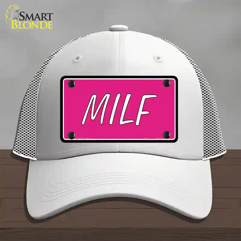 M.I.L.F Pink Novelty License Plate Hat Mesh / White