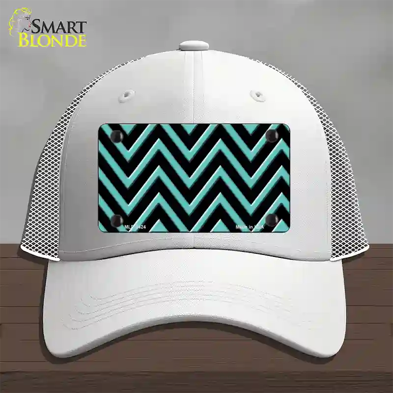 Tiffany Blue Chevron Novelty License Plate Hat Mesh / White