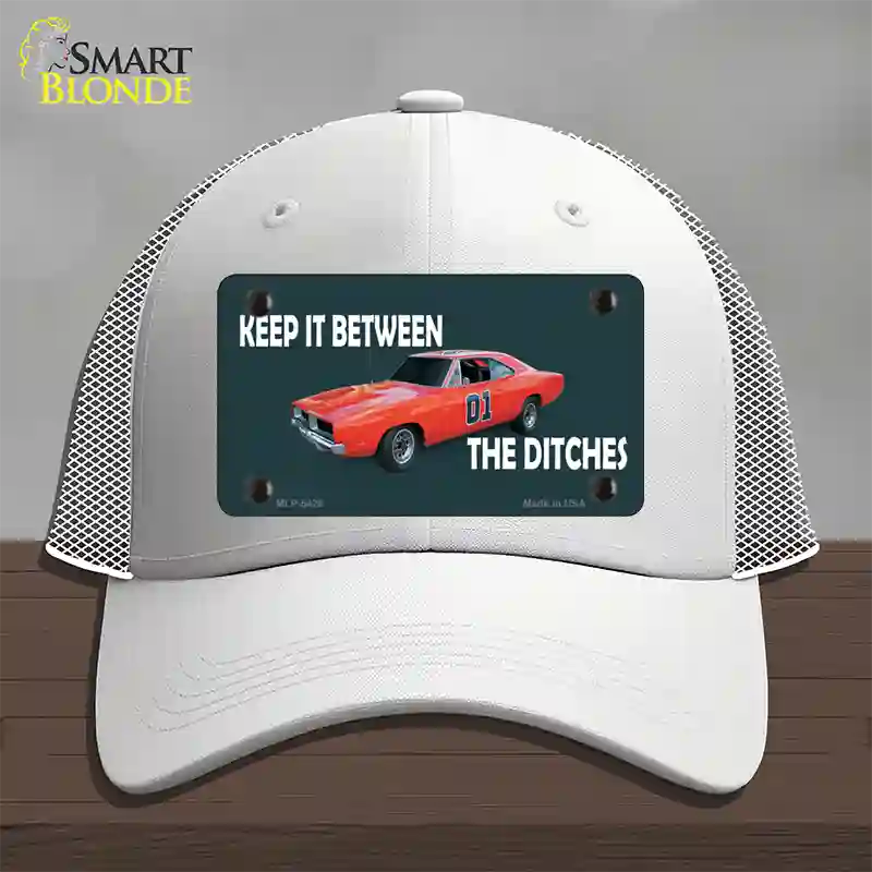 Between The Ditches Novelty License Plate Hat Mesh / White