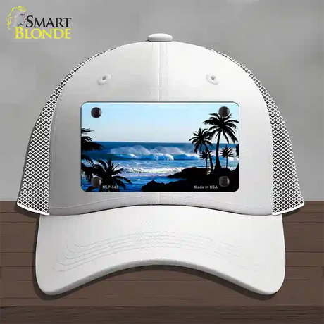 Ocean Wave Novelty License Plate Hat Mesh / White