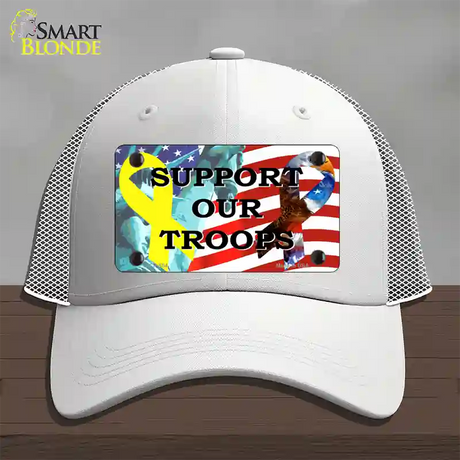 Support Our Troops Ribbon Novelty License Plate Hat Mesh / White