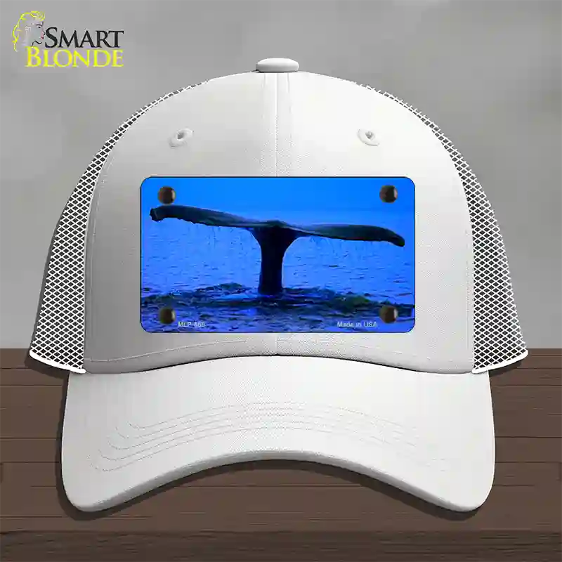 Whale Tail Novelty License Plate Hat Mesh / White