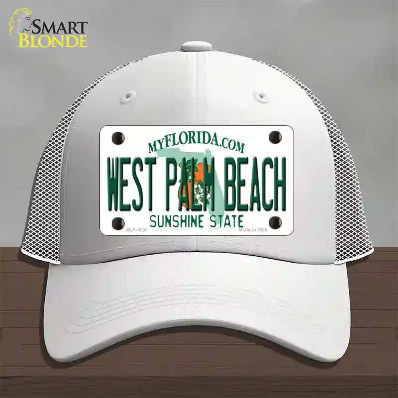 West Palm Beach Florida Novelty License Plate Hat Mesh / White