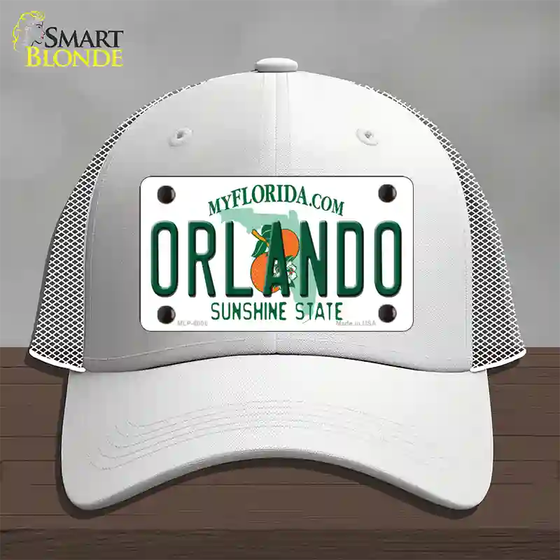 Orlando Florida Novelty License Plate Hat Mesh / White