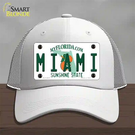 Miami Florida Novelty License Plate Hat Mesh / White