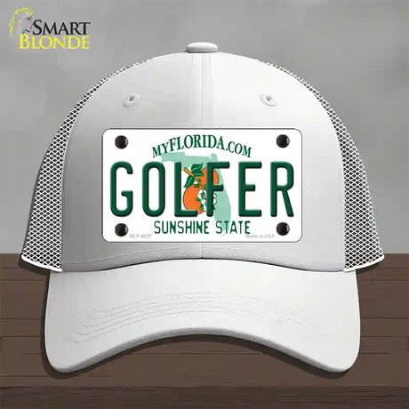 Golfer Florida Novelty License Plate Hat Mesh / White