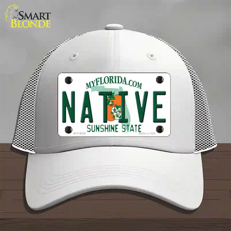 Native Florida Novelty License Plate Hat Mesh / White