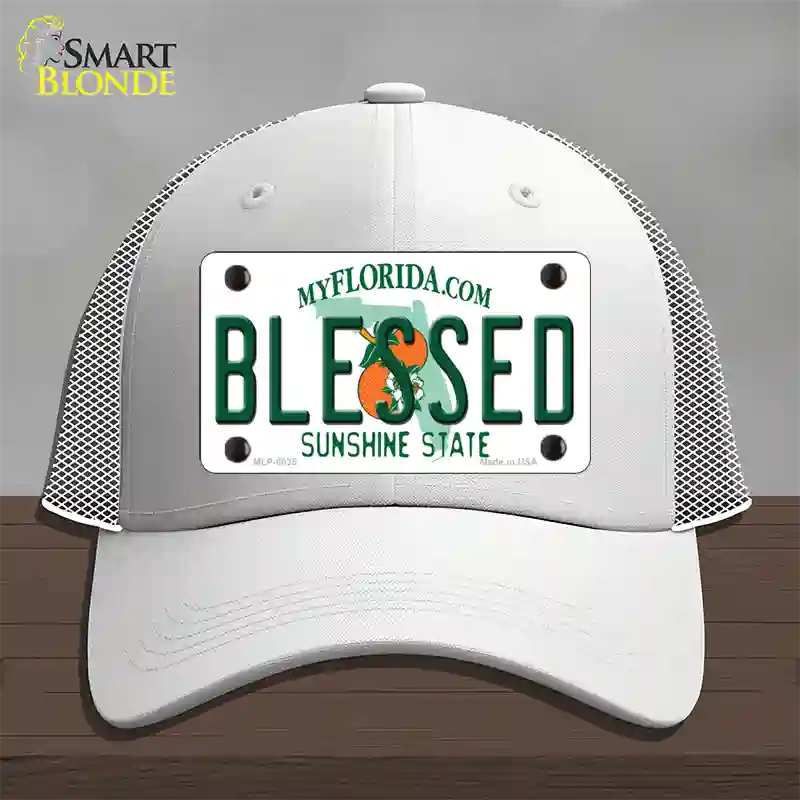 Blessed Florida Novelty License Plate Hat Mesh / White