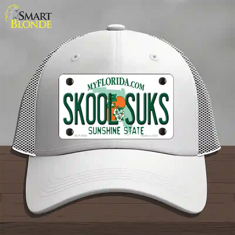 Skool Suks Florida Novelty License Plate Hat Mesh / White