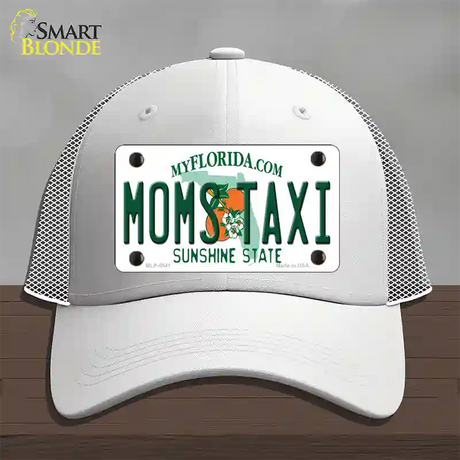 Moms Taxi Florida Novelty License Plate Hat Mesh / White