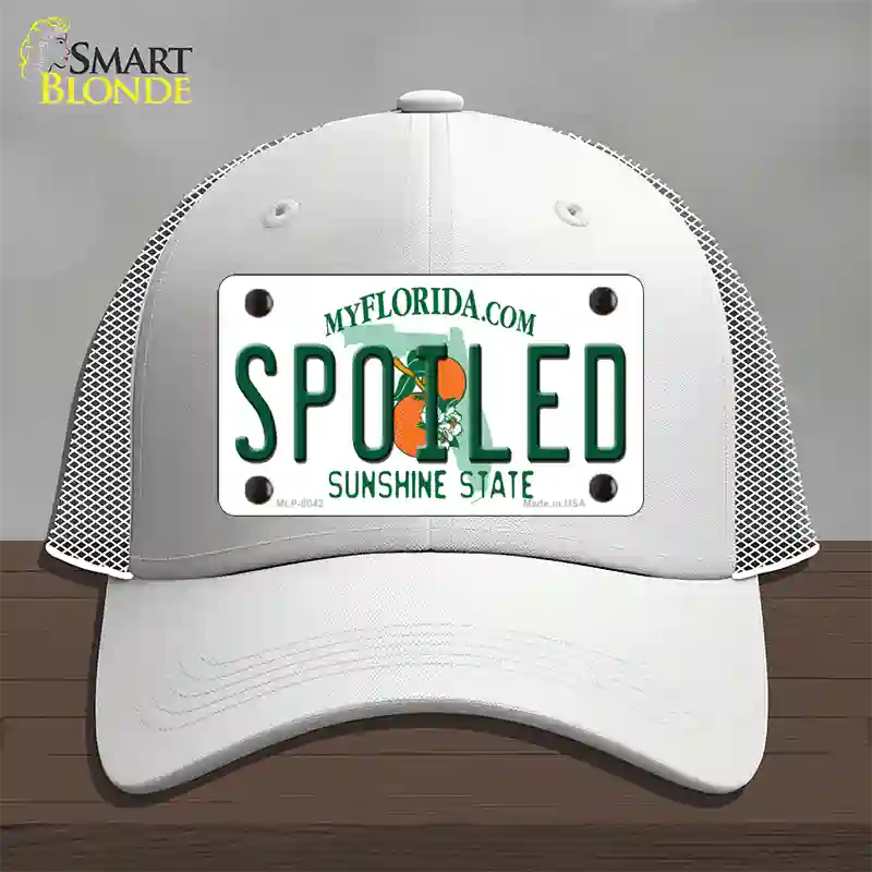 Spoiled Florida Novelty License Plate Hat Mesh / White