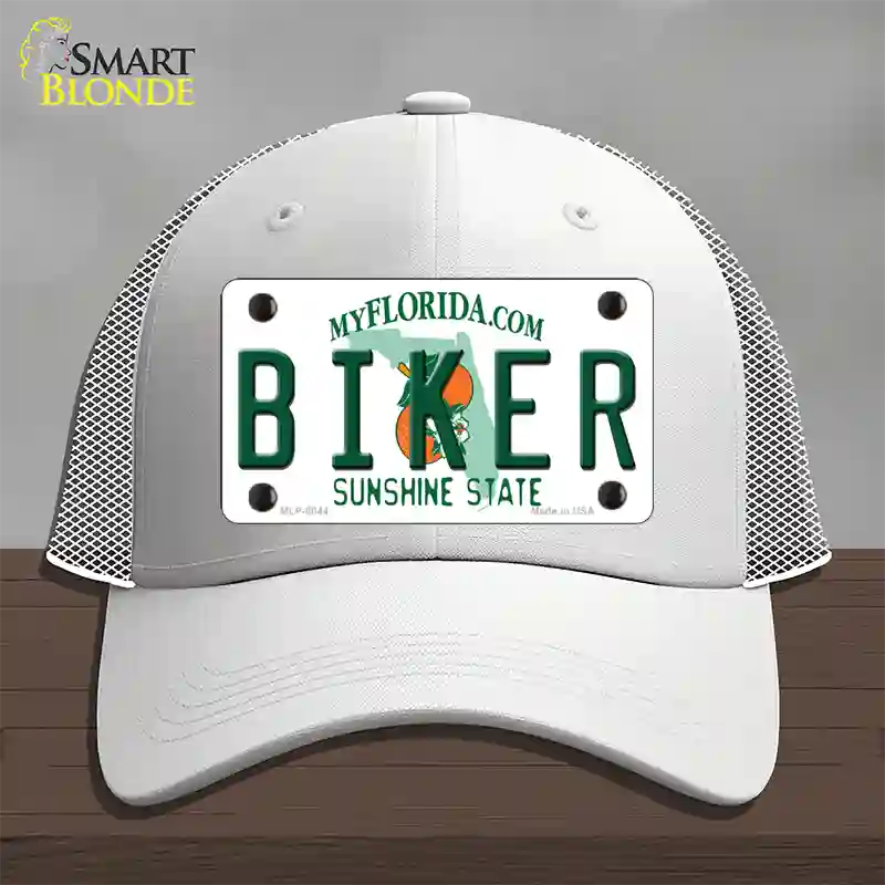 Biker Florida Novelty License Plate Hat Mesh / White