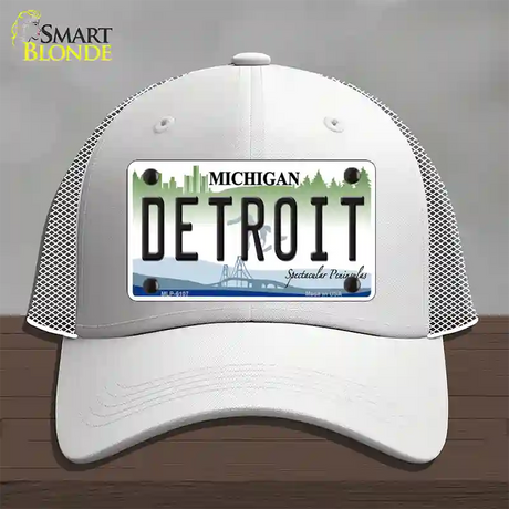 Detroit Michigan Novelty License Plate Hat Mesh / White