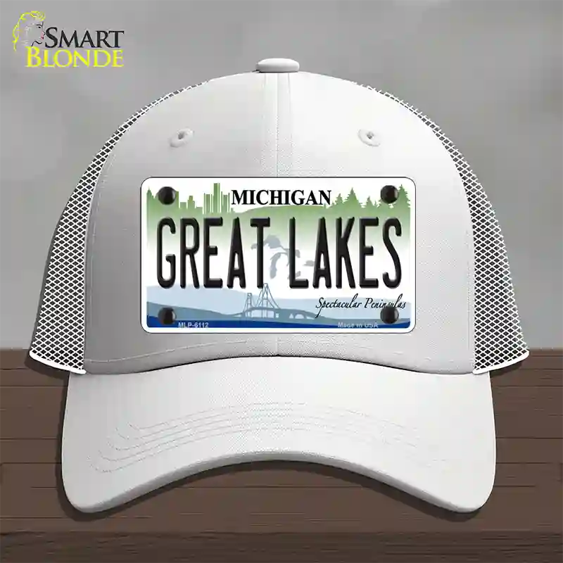 Great Lakes Michigan Novelty License Plate Hat Mesh / White