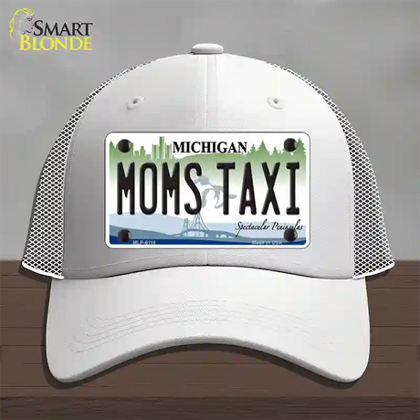 Moms Taxi Michigan Novelty License Plate Hat Mesh / White