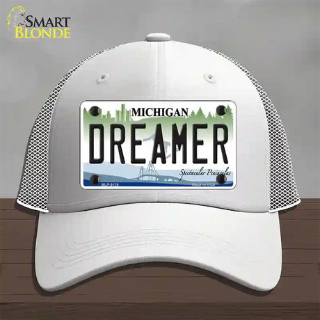 Dreamer Michigan Novelty License Plate Hat Mesh / White