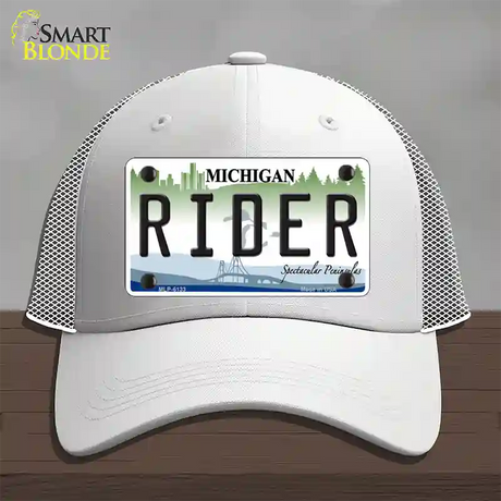 Rider Michigan Novelty License Plate Hat Mesh / White