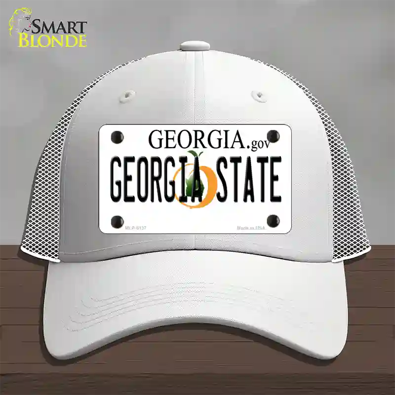 Georgia State Novelty License Plate Hat Mesh / White