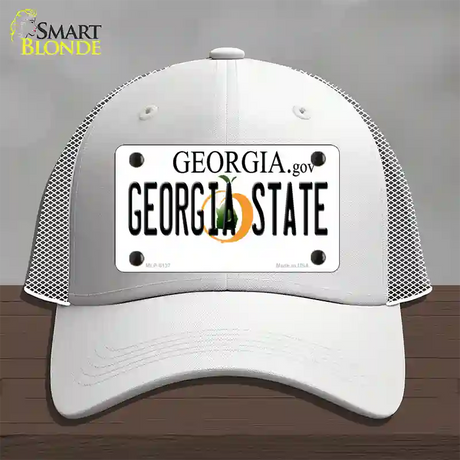 Georgia State Novelty License Plate Hat Mesh / White