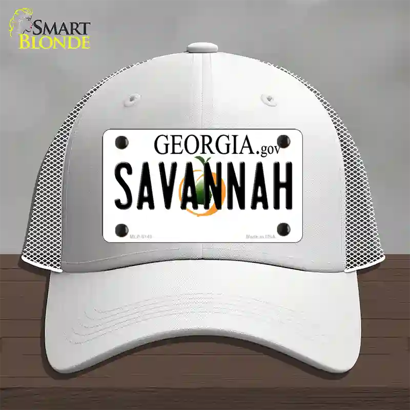 Savannah Georgia Novelty License Plate Hat Mesh / White