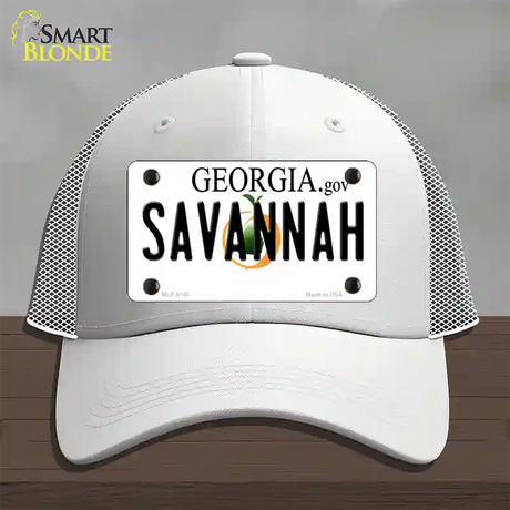 Savannah Georgia Novelty License Plate Hat Mesh / White