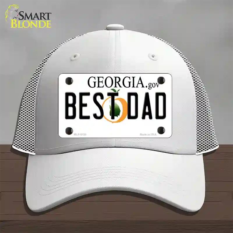 Best Dad Georgia Novelty License Plate Hat Mesh / White