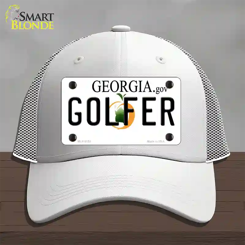 Golfer Georgia Novelty License Plate Hat Mesh / White