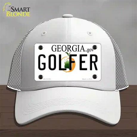 Golfer Georgia Novelty License Plate Hat Mesh / White