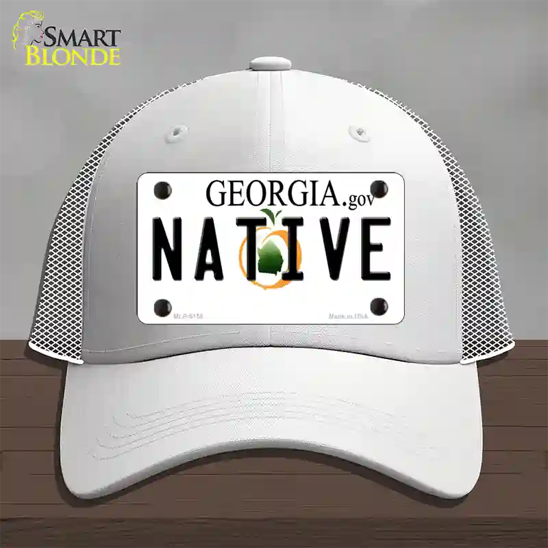 Native Georgia Novelty License Plate Hat Mesh / White