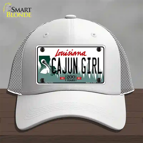 Cajun Girl Louisiana Novelty License Plate Hat Mesh / White