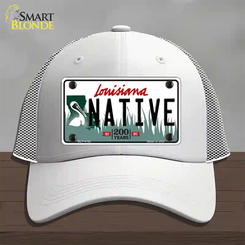 Native Louisiana Novelty License Plate Hat Mesh / White