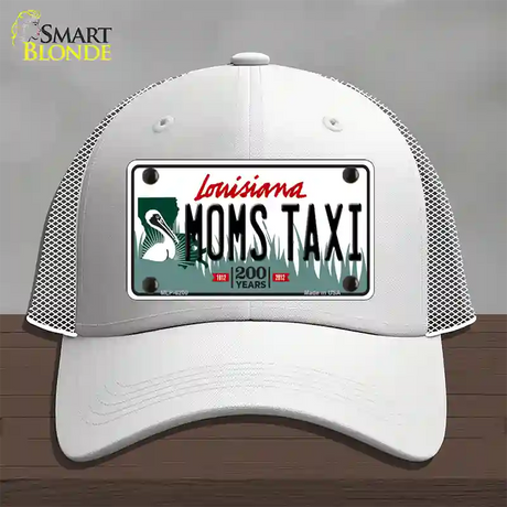 Moms Taxi Louisiana Novelty License Plate Hat Mesh / White