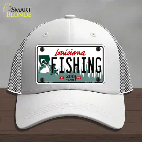 Fishing Louisiana Novelty License Plate Hat Mesh / White