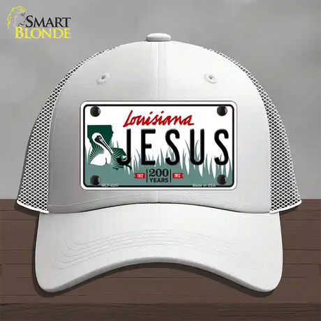 Jesus Louisiana Novelty License Plate Hat Mesh / White