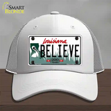 Believe Louisiana Novelty License Plate Hat Mesh / White