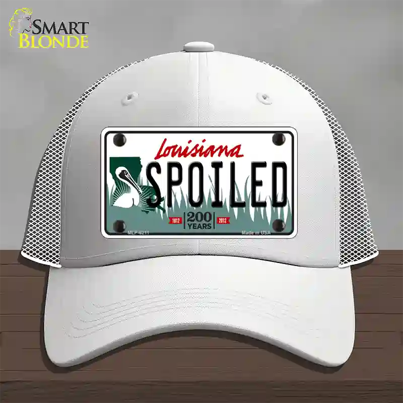 Spoiled Louisiana Novelty License Plate Hat Mesh / White