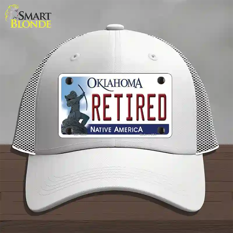 Retired Oklahoma Novelty License Plate Hat Mesh / White