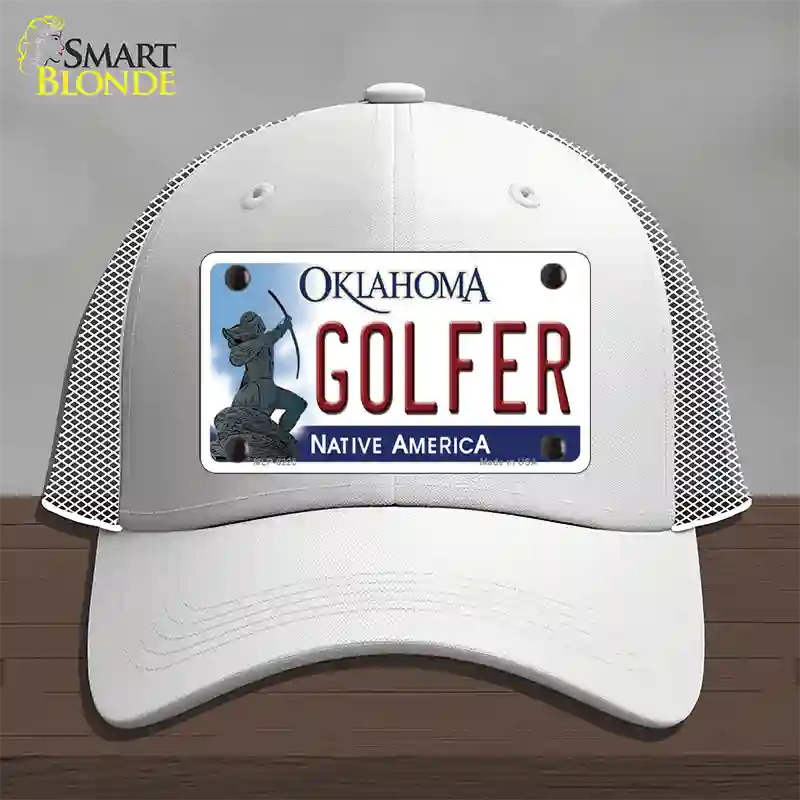 Golfer Oklahoma Novelty License Plate Hat Mesh / White