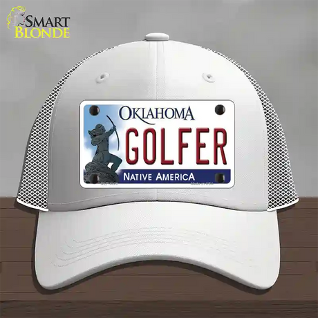 Golfer Oklahoma Novelty License Plate Hat Mesh / White