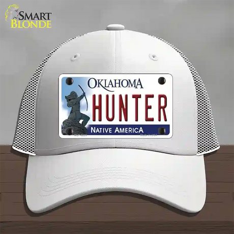 Hunter Oklahoma Novelty License Plate Hat Mesh / White