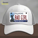 Bad Girl Oklahoma Novelty License Plate Hat Mesh / White