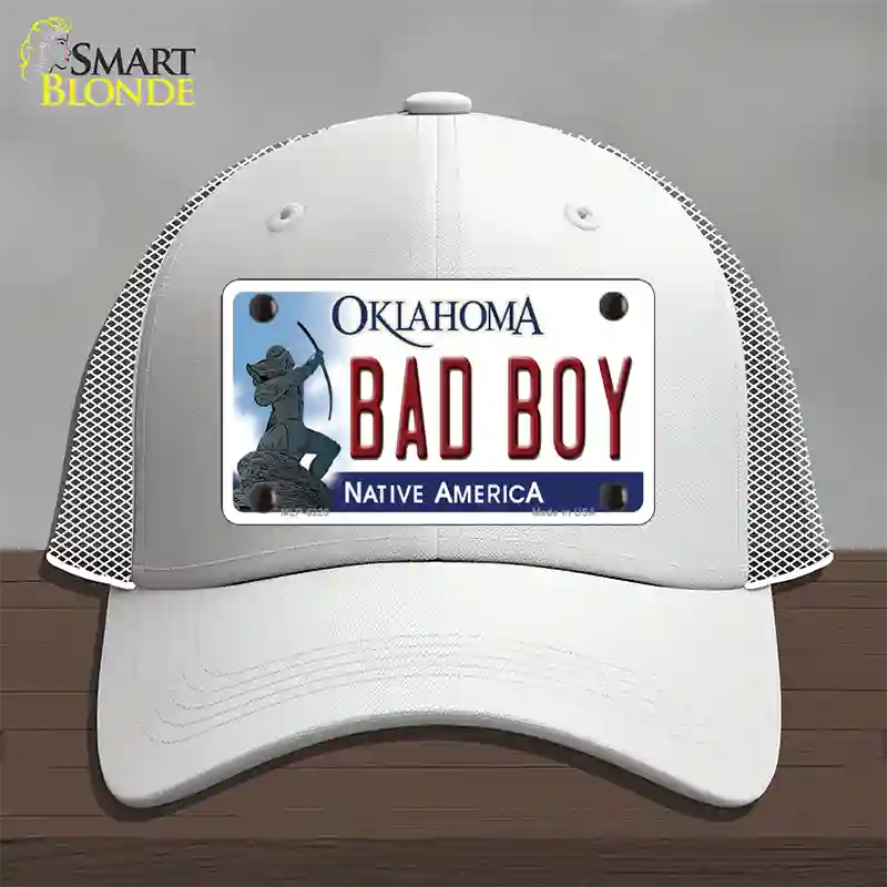 Bad Boy Oklahoma Novelty License Plate Hat Mesh / White