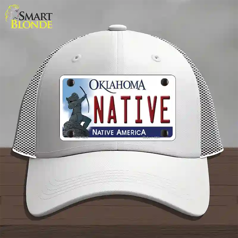 Native Oklahoma Novelty License Plate Hat Mesh / White