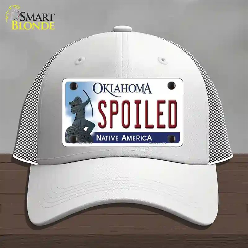 Spoiled Oklahoma Novelty License Plate Hat Mesh / White