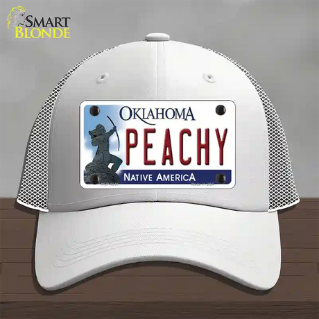 Peachy Oklahoma Novelty License Plate Hat Mesh / White