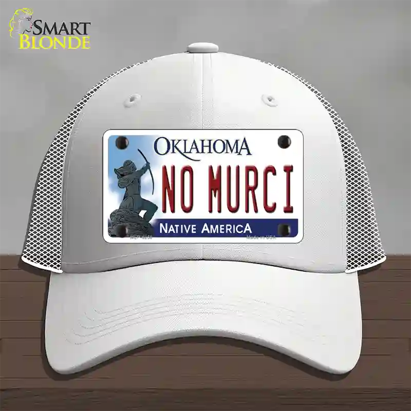 No Murci Oklahoma Novelty License Plate Hat Mesh / White