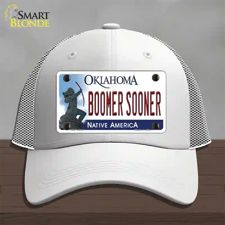 Boomer Sooner Oklahoma Novelty License Plate Hat Mesh / White